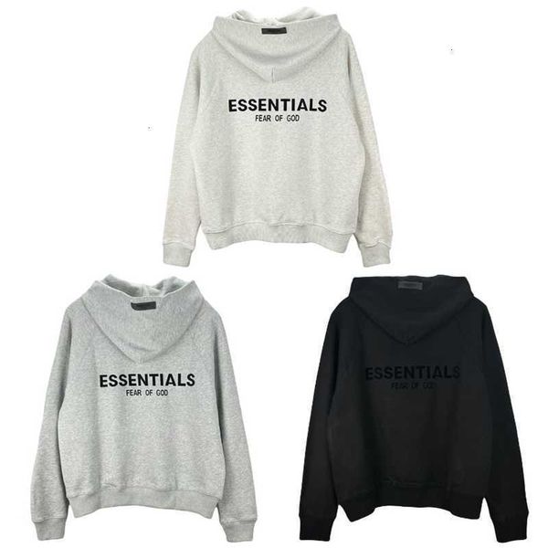 

hoodies hweatshirts fog essentials season 8 double thread high street terry sweater with flocked print on the back hoodie for men and women, Black