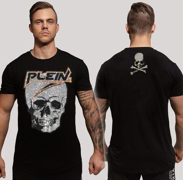 

brand men's luxury design rhinestone t shirt men's solid color male, White;black