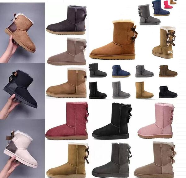 

2022 women snow boots triple black chestnut purple pink navy grey fashion classic ankle short boot womens ladies girls booties winter shoes