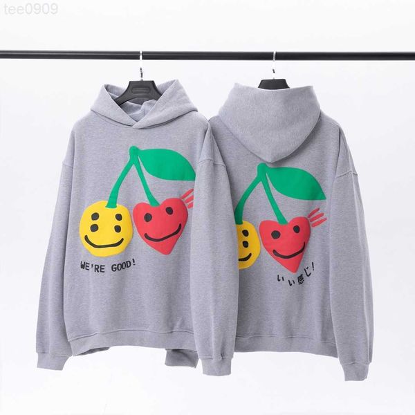 

designer cpfm human cherry smiley face foam print high street pullover sweater cotton hoodie loose sweater for men and women size xl, Black