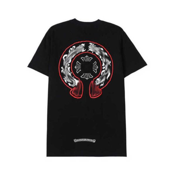 

fashion women's luxury t shirt brand tees men women sanskrit letter sweatshirts short sleeve horseshoe designer couple t-shirts cross, White