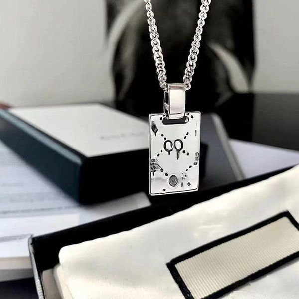 

new designer jewelry necklace for men and women vintage 925 silver mens necklaces square pendant chains with letters luxury lovers birthday