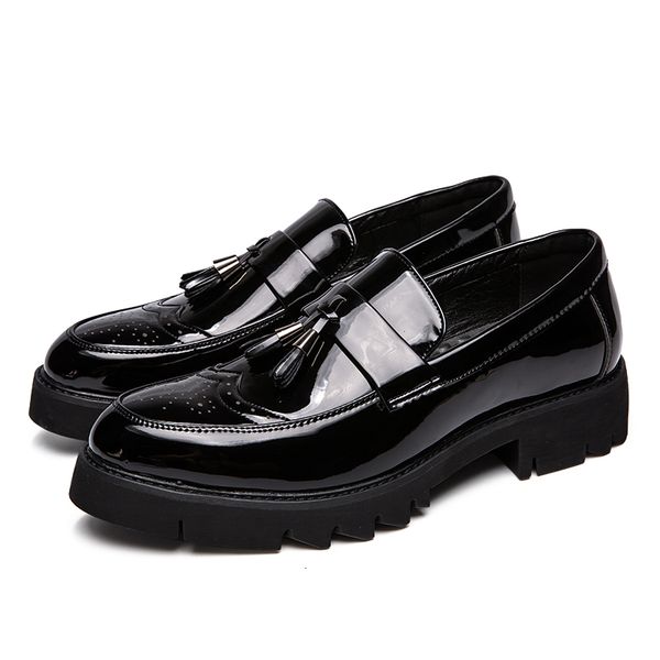 

dress shoes mens casual business wedding formal dress black patent leather platform shoes oxfords bullock tassels shoe brogue loafers zapato