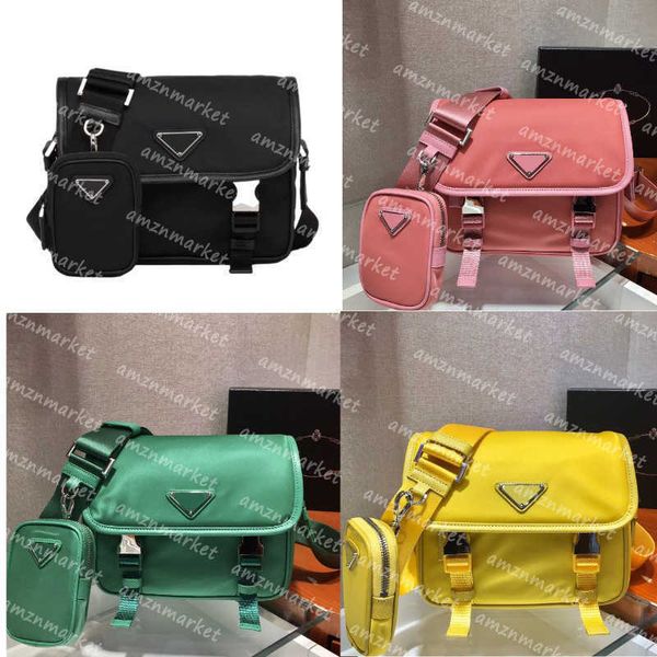 

prad messenger bag designers men's women's nylon and saffiano leather triangle metal button zipper shoulder crossbody bag purses