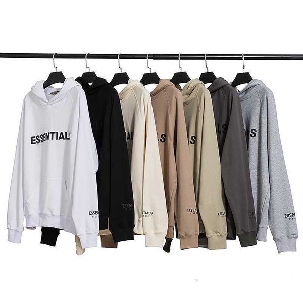 

hoodies hweatshirts chaopai fog double thread essentials 20fw three-dimensional glue pressing letter terry hooded sweater for men and women, Black