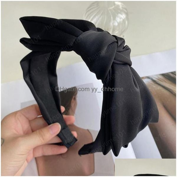 

headbands fashion womens hair accessories big bowknot headband solid color headwear for adt casual hairband drop delivery jewelry ha dhjhq, Silver