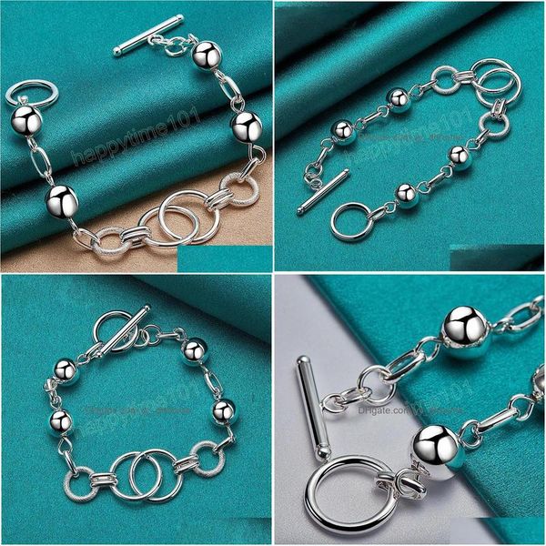 

charm bracelets 925 sterling sier mticircle ball smooth bead chain bracelet for women man wedding engagement party fashion jewelry d dhyg6, Golden;silver