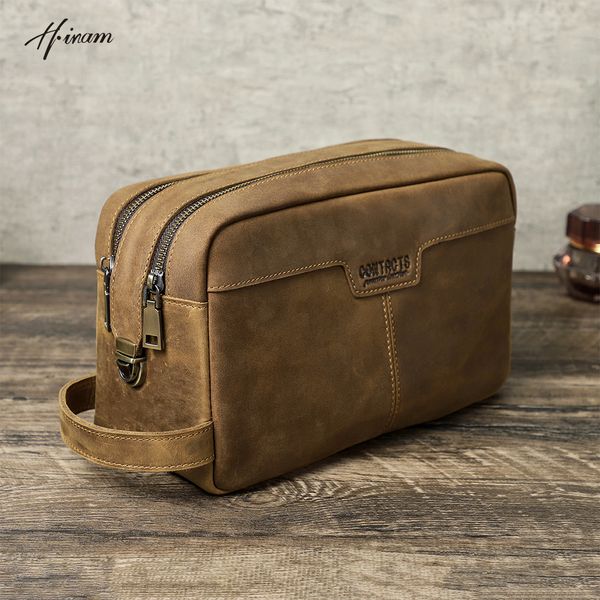 

cosmetic bags cases crazy horse leather toiletry for men travel wash shaving dopp kit bathroom makeup organizer storage 221125