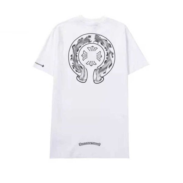 

fashion luxury men's t shirt ch brand tees men women sanskrit letter sweatshirts short sleeve horseshoe couple t-shirt classic cross t, White;black