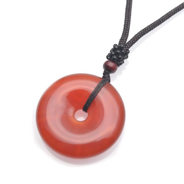

popular natural gemstone round donut shape pendants red carnelian necklace classic jewelry party gift 10pcs/lot, Silver