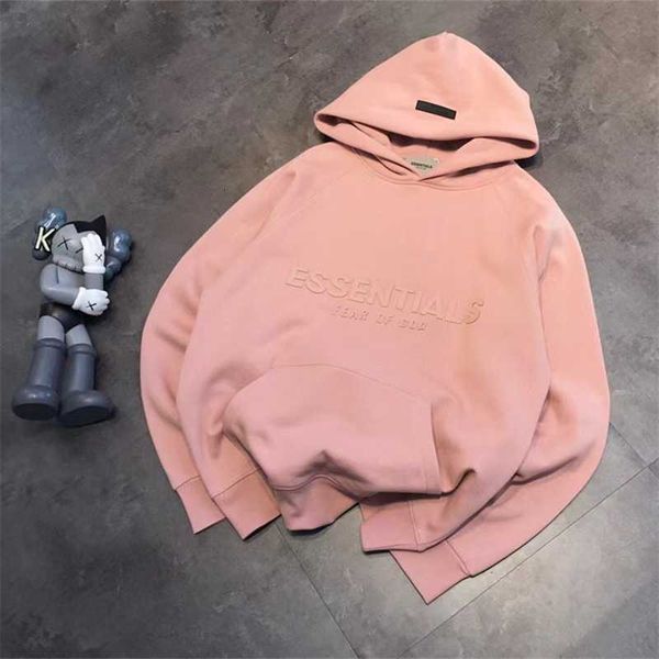 

hoodies hweatshirts fog double thread dirty pink essentials high street style chest stereo thick silicone letters hooded plush sweater, Black