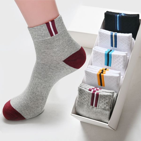 

Socks men's autumn and winter men's and women's medium barrel thin breathable solid color sports polyester cotton ground, Multi