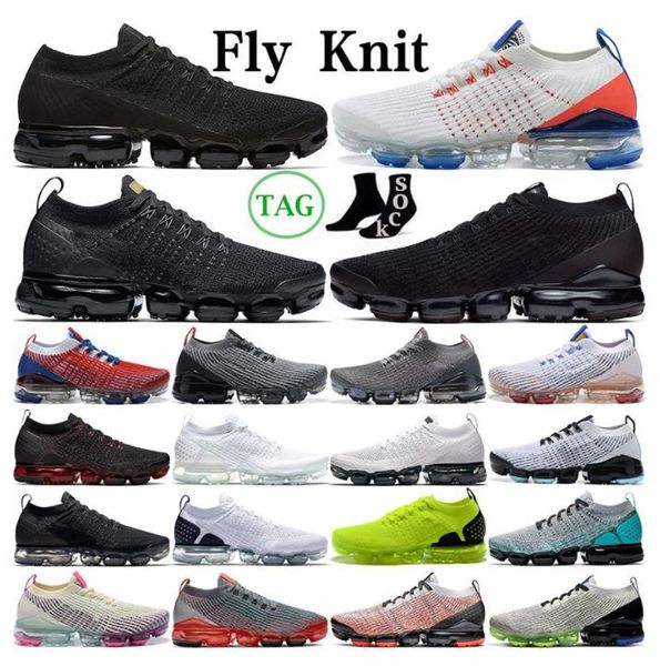 

3.0 plus fly knit cushion running shoes triple black white oreo laser fuchsia pink rose electric green sport men women sneakers mens trainer