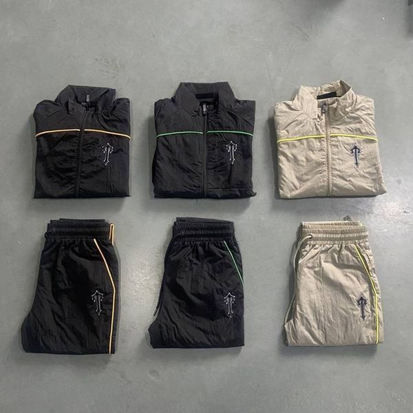 

mens tracksuits jacket trousers set designer trapstar streetwear sweatshirts jogging sports suit embroidery zipper jackets pants arched patc, Gray