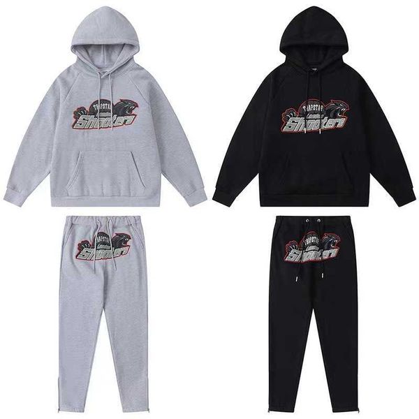 

designer men's set tiger head suit fleece sports tracksuits towel embroidery letter womens mens tracksuit hooded hoodies and pants, Gray
