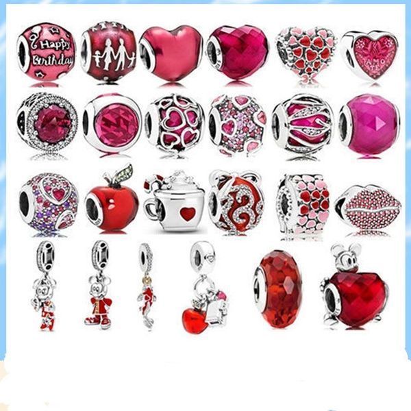 

pan family with s925 silver loose beads pendant red series koi opal diy string bracelet accessories, Black