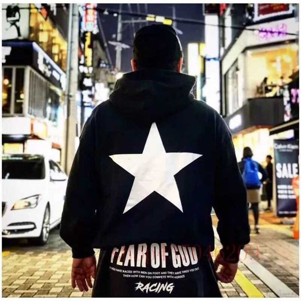 

hoodies hweatshirts five pointed star street double thread fog trend essentials casual sports fashion cotton 380 men's sweater, Black