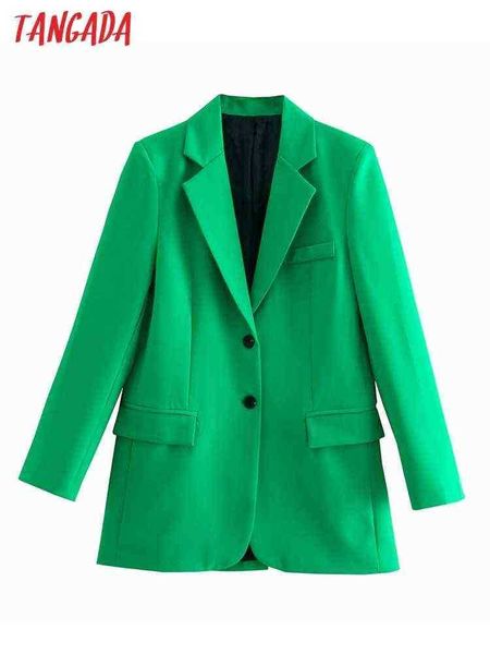 

suit tangada women 2022 fashion green blazer jacket vintage long sleeves female, White;black