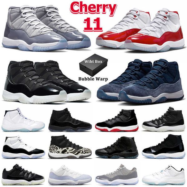 

with box jumpman 11 retro low basketball shoes men women 11s cherry midnight navy cool grey bred 72- legend blue concord mens trainers, Black