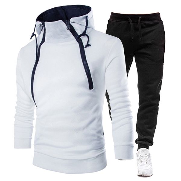 

mens tracksuits fashion men suits autumn winter zipper hoodies and sweatpants casual hooded pullover sport fleece warm jogging 221128, Gray