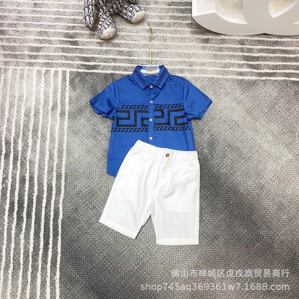 

designer clothing sets children's shirt casual shorts set soft comfortable british style simple generous boys fashion two-piece set, White