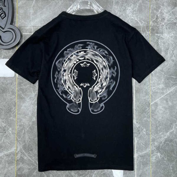 

men's luxury fashion t shirt ch brand tees men women sanskrit letter sweatshirts short sleeve horseshoe couple t-shirt classic cross t, White;black