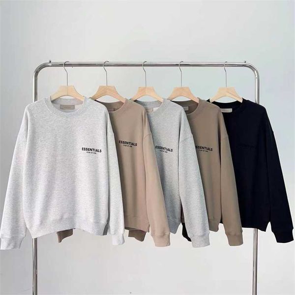 

hoodies hweatshirts fog double thread essentials sweatshirt round neck long sleeve pullover men's and women's loose fashion brand, Black