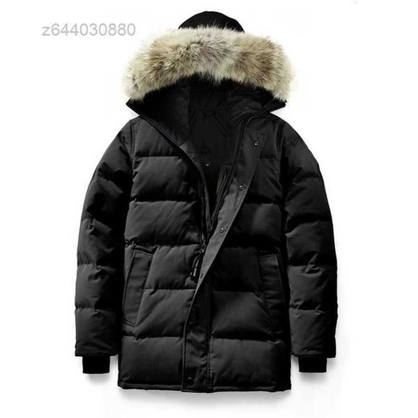 

canada down canadian parka waterproof cloth wolf fur hooded fourrure outwear raccoon furs warm coat goose 0dkkx, Black