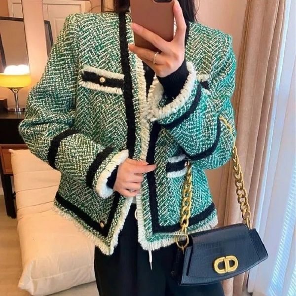 

wo female thickened coat autumn winter women's green luxury retro temperament fashion lining cotton jacket 221129, Black;brown