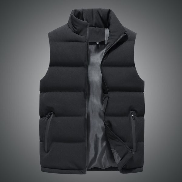 

Jacket waistcoat thickened sleeveless vest in autumn and winter stand collar windproof slim youth coat warm cotton jacket, Black