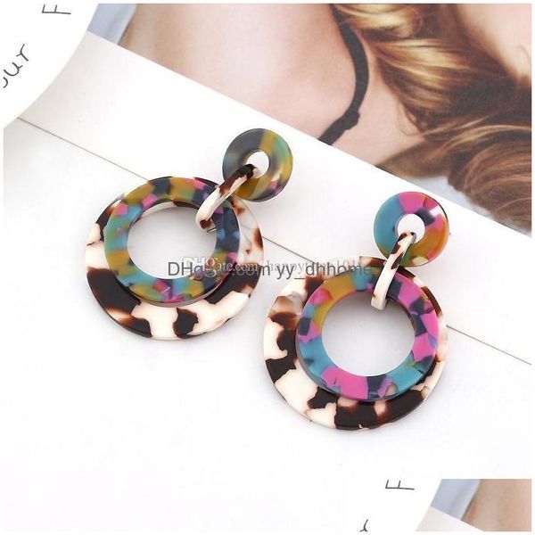 

dangle chandelier mticolor acrylic big round drop earrings for women girls trendy granite patter geometry statement dangle jewelry dhxvs, Silver