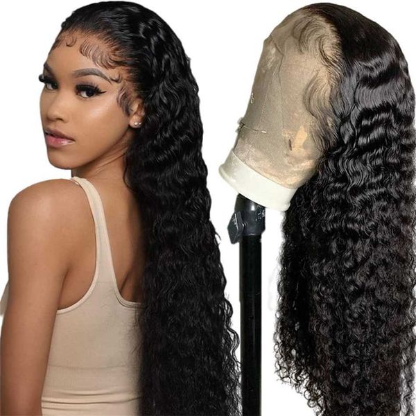 

headwear accessories kinky curly human hair s for black women water wave 13x6 front pre plucked 13x4 hd lace frontal wig vendors