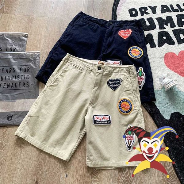 

men's shorts human made shorts men women 1 1 multi-pocket embroidered patch workwear straight breeches t221129 t221129, White;black