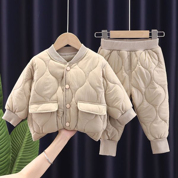 

clothing sets warm coat cute infant born baby girls solid clothes long pants 2pcsset outfit cotton baby boys tracksuit 0-5 years 221129, White
