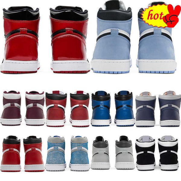 

basketball shoes trainers university blue unc dark mocha pollen twist hyper patent bred royal georgetown sport 1s mens women 1 stage haze, Black