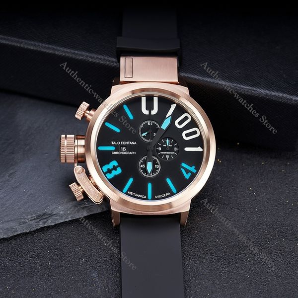 

wristwatches luxury stainless u1001 men s automatic chronograph limited edition 47mm gold dial rubber strap japan move quartz watch 221128, Slivery;brown