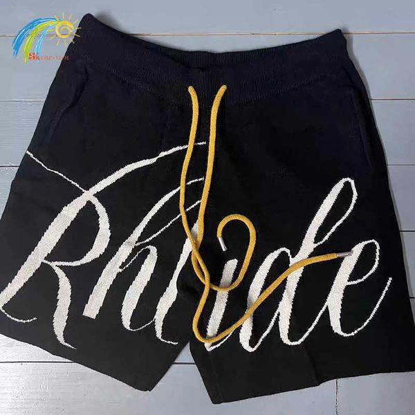 

men's shorts big letters jacquard shorts men women 1 1 tags drawstring loose breeches streetwear fashion shorts t221129, White;black