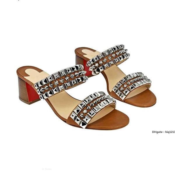 

red-bottoms shoes christians summer women's sandals slipper chunky heels brand red studded sandal tina goes mad flat ou gfm, Black