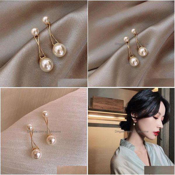 

dangle chandelier fashion lady style gold plating dangle earrings 925 sier needle crossing pearl korea simple temperament earring dhlxy, Silver
