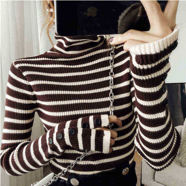 

women's sweaters striped sweater colt sweater women autumn winter new korean fashion slim sweater basic soft knit sweaters long sleeve, White;black