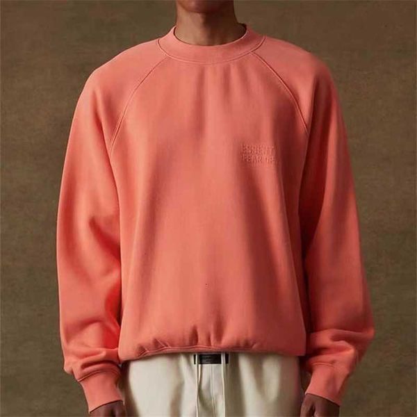 

hoodies hweatshirts new fog double thread essential fashion brand high street american solid color couple loose crew neck sweatshirt male, Black