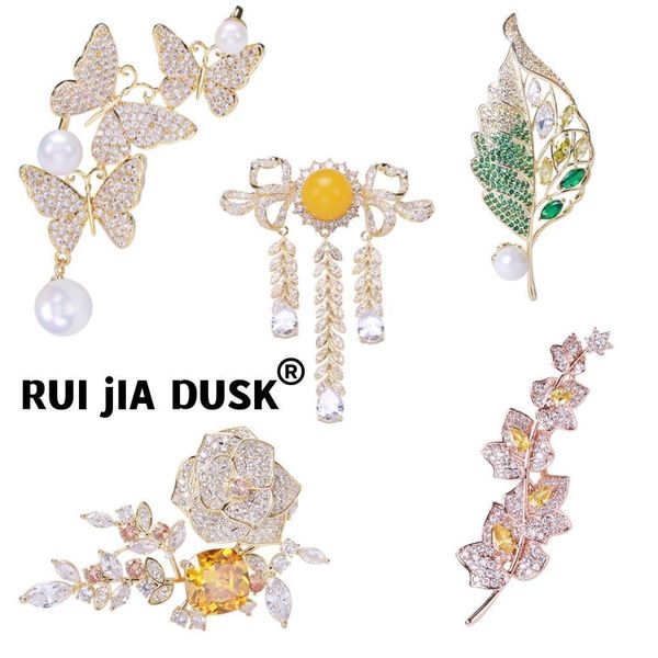 

pins brooches rui jia dusk fashion wedding luxury handmade diamond pearl premium ladies banquet business jewelry gifts 221128, Gray