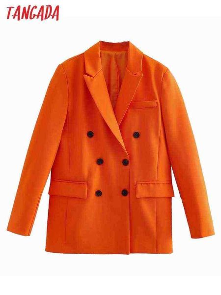 

suit tangada women 2022 fashion orange blazer jacket vintage double breasted lo, White;black