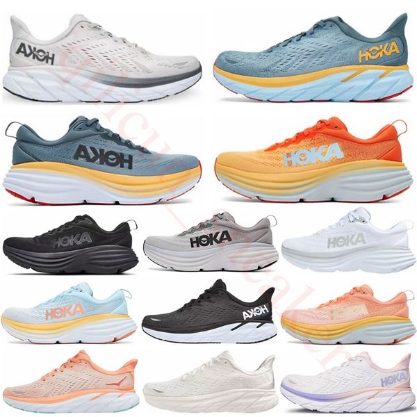 

2023 mens hoka one clifton 8 2023 bondi 8 mountain spring triple white song blue real teal pink together sneakers sports women walking
