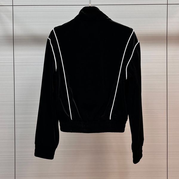 

wo fashion luxury brand velvet jacket original embroidered design straight leg sweatpants famous zip coat tracksuit, Black;brown
