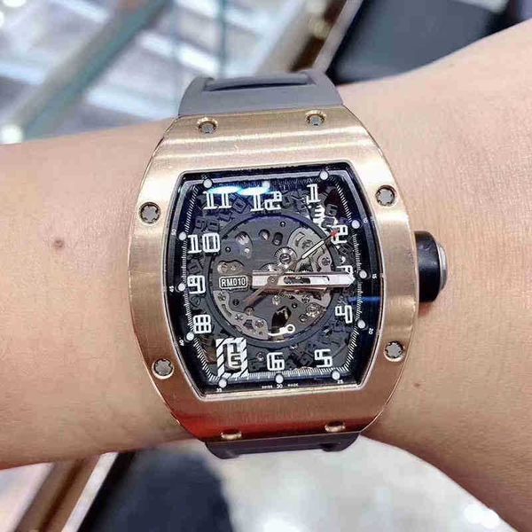 

watches wristwatch designer luxury mens mechanics watches richa milles wristwatch wine barrel leisure business watch rm010 full automatic, Slivery;brown