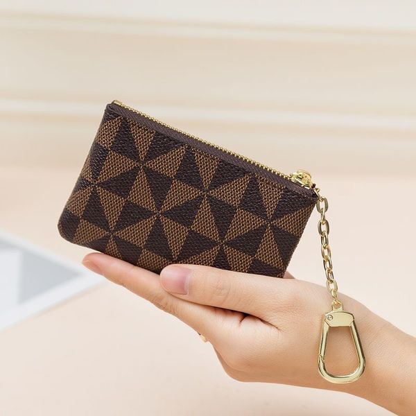 

2022 premium genuine leather mini coin purse keychain pouch card holder small change purses mini wallet coins bag with zipper exquisite pres, Silver