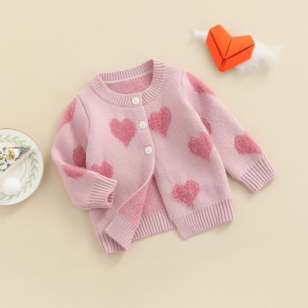 

coat citgeett autumn toddler infant baby girls boys cardigan jackets heart print long sleeve button closure knitted sweater 221128, Blue;gray