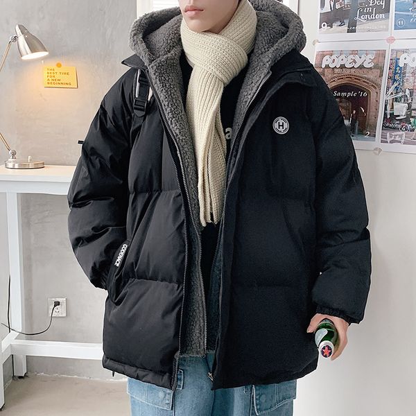 

mens down parkas hybskr winter korean fake two piece for men streetwear thicken warm casual loose male coats padded jackets 221129, Black