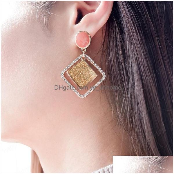 

dangle chandelier fashion crystal retro drop earrings for women korean geometric round heart gold hanging dangle earring female je dhu2l, Silver